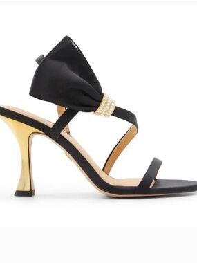Ted Baker Belle Bow Embellishment Satin Heeled Sandals Black SZ 9.5